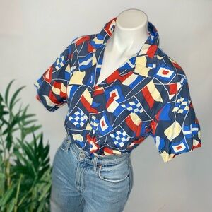 v i n t a g e :: Calvin Klein Preppy Nautical Flag Blouse